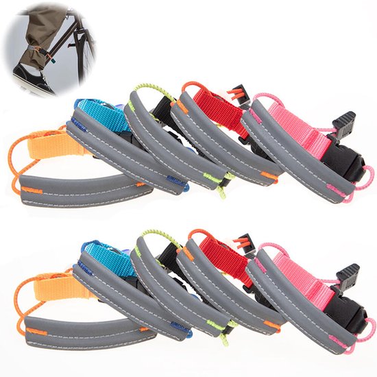 10x Broekklemmen - Rekbaar 18-51 cm - Fietsbroekclip - Reflecterende Fietsbroekclip - Broekklem voor op de Fiets - Verhoogde zichtbaarheid - Voor komt dat Wind, Stof en Insecten in de Broekspijpen Komen - Voor joggen, fietsen, klimmen, kamperen