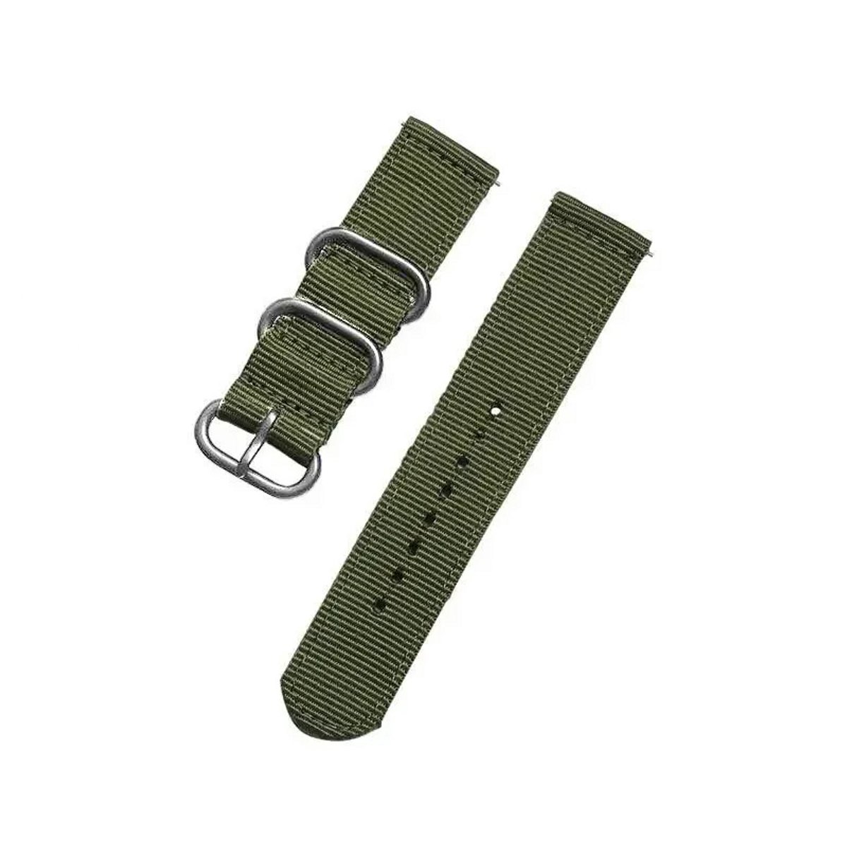 DrPhone SWB1 - Smart Watch Bandje - Roestvrij Staal Zilveren Gesp - Nylon - 20mm - Groen