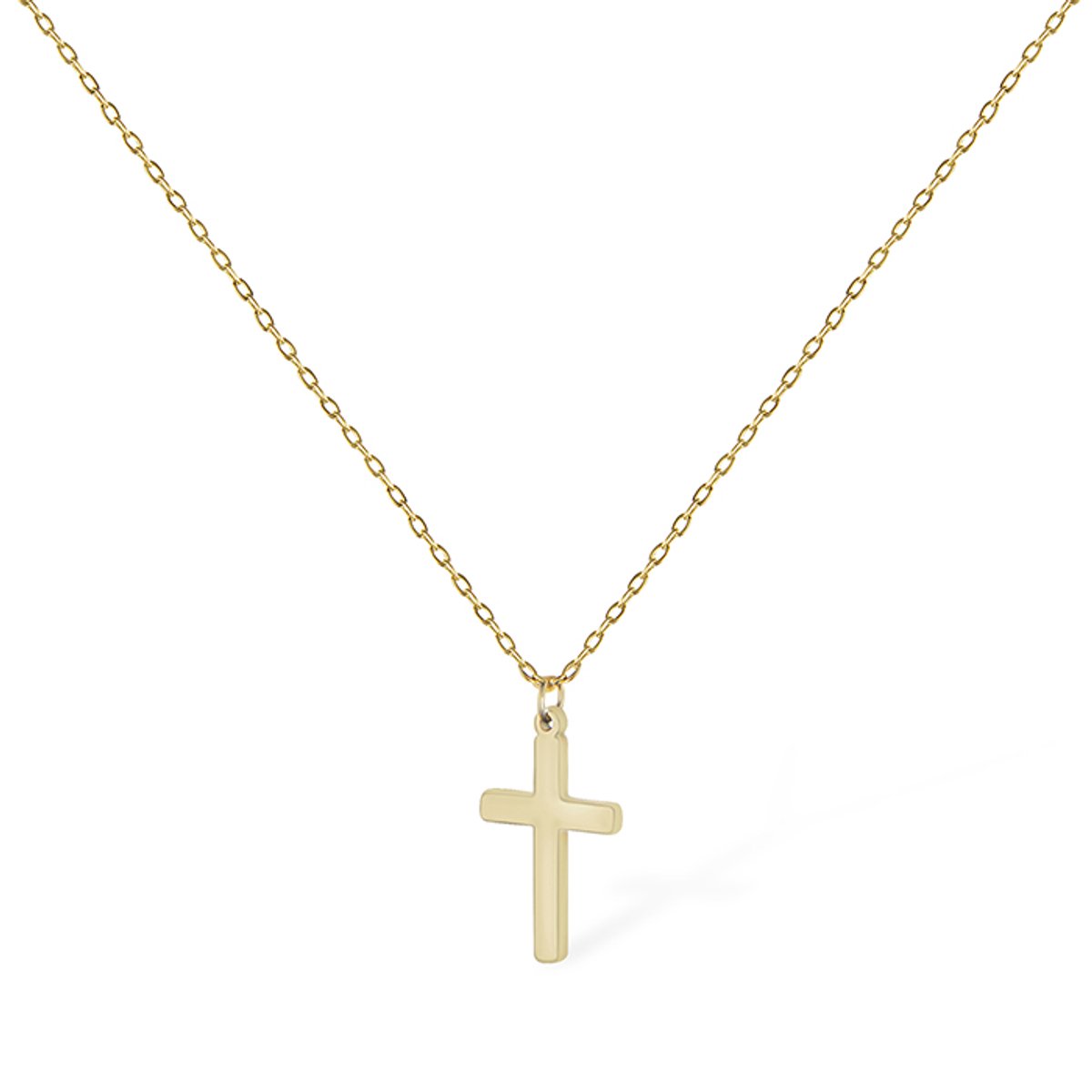 Amberz Kruis Ketting Goud Dames – RVS Ketting met Kruis Hanger – Minimalistische Jezus Kruis Ketting – Gouden Ketting Dames – Waterproof