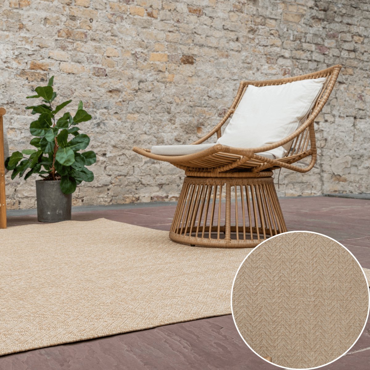 Jute buitenkleed Naturel Visgraat - 200 x 290 cm - (L)