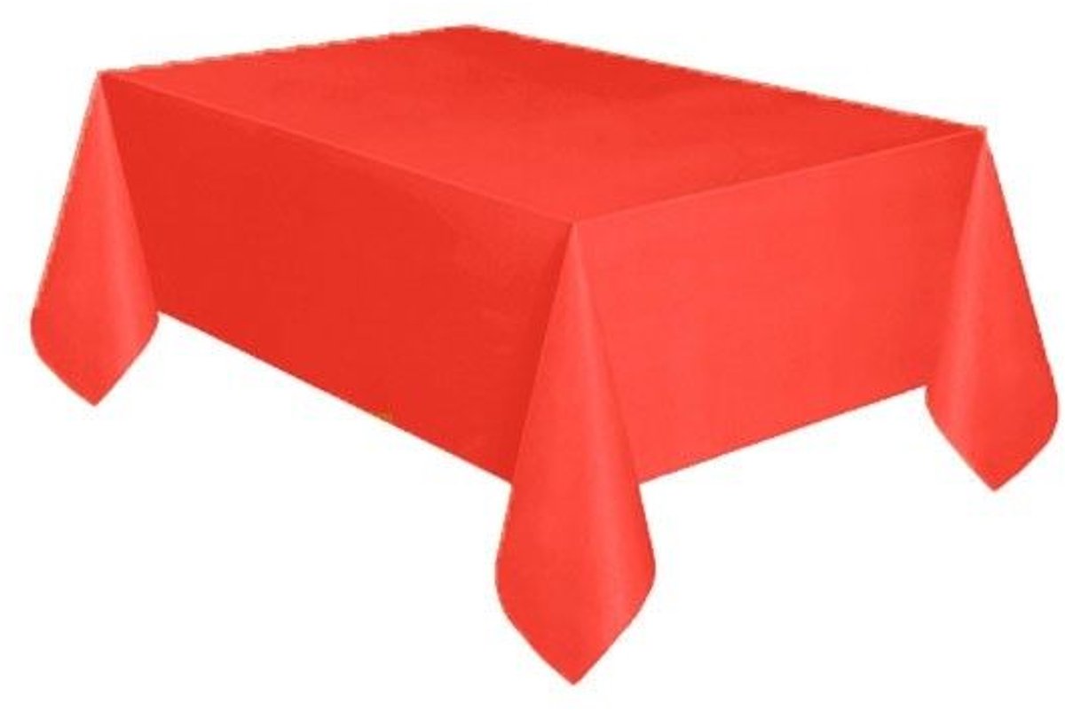 Tafelkleed dun Plastic rood XL 137 cm x 274 cm / Let op dit is dun plastic geen tafelzeil