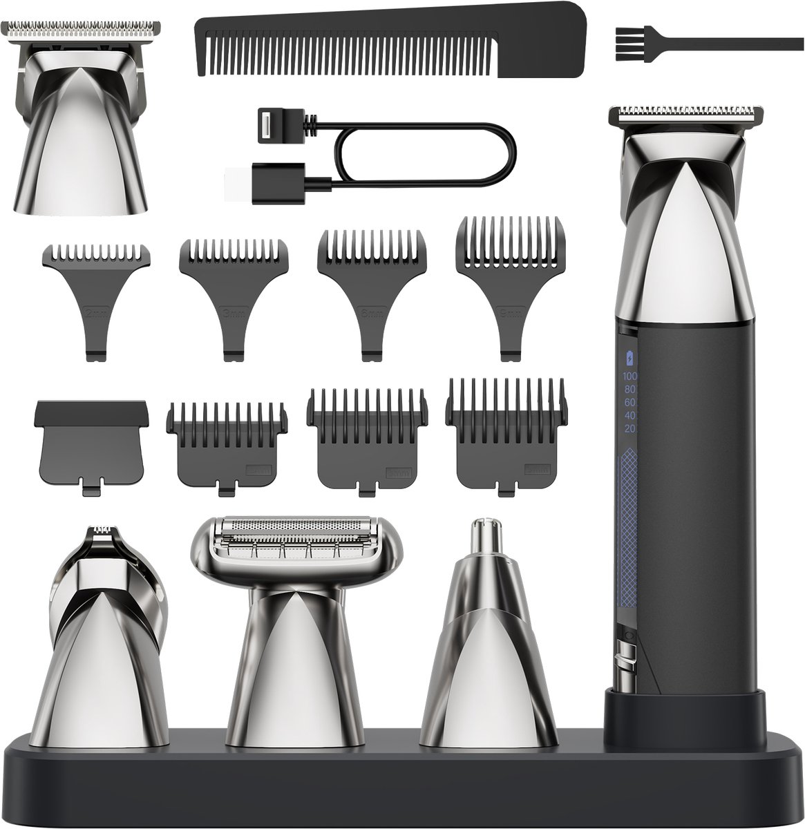 SoNis 9-in-1 Baardtrimmer - Bodygroomer Mannen – Neustrimmer – Tondeuse – Scheerapparaat – Trimmer voor Baard en Lichaam