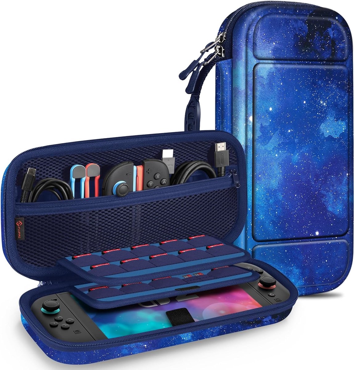 Zandarix Geschikt voor Nintendo Switch 2 - Hard Shell Beschermhoes - Draagbare Reistas met 20 Game Card Slots - Binnenzak voor Accessoires - Blauwe Hemel