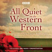 Boekomslag voor 'All Quiet on the Western Front' met rode klaprozen en de tekst 'THE POWERFUL BBC RADIO 3 DRAMATISATION'.