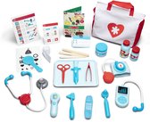 Mardo Doktersset voor kinderen, doktersset met echte stethoscoop, draagbare dokterstas en houten spuit, rollenspel, medische kit met dokterskostuum voor jongens en meisjes van 3, 4, 5, 6 jaar, jongens