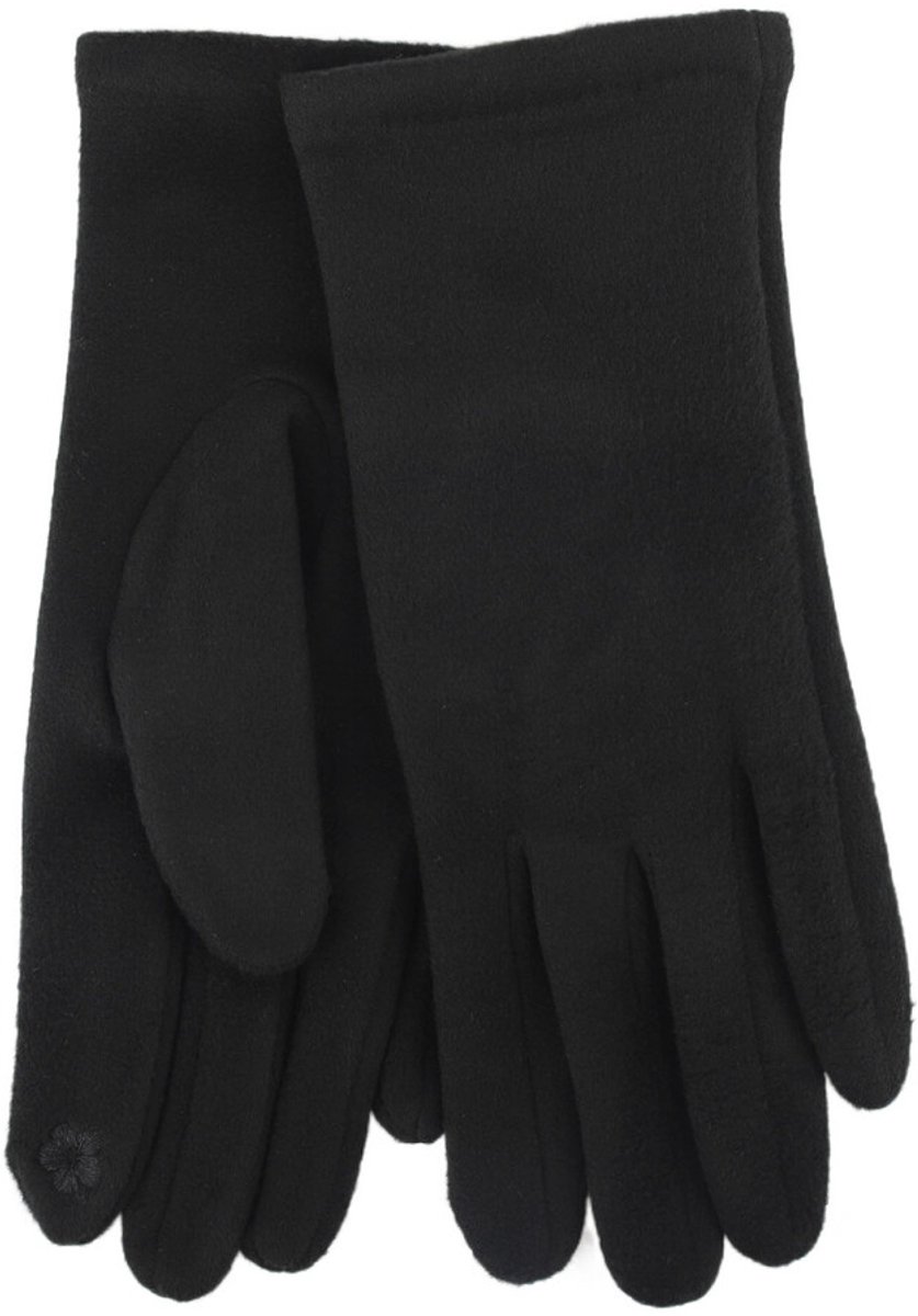 Stevige faux suede dames handschoenen Kerstin-touchscreenfunctie-effen zwart