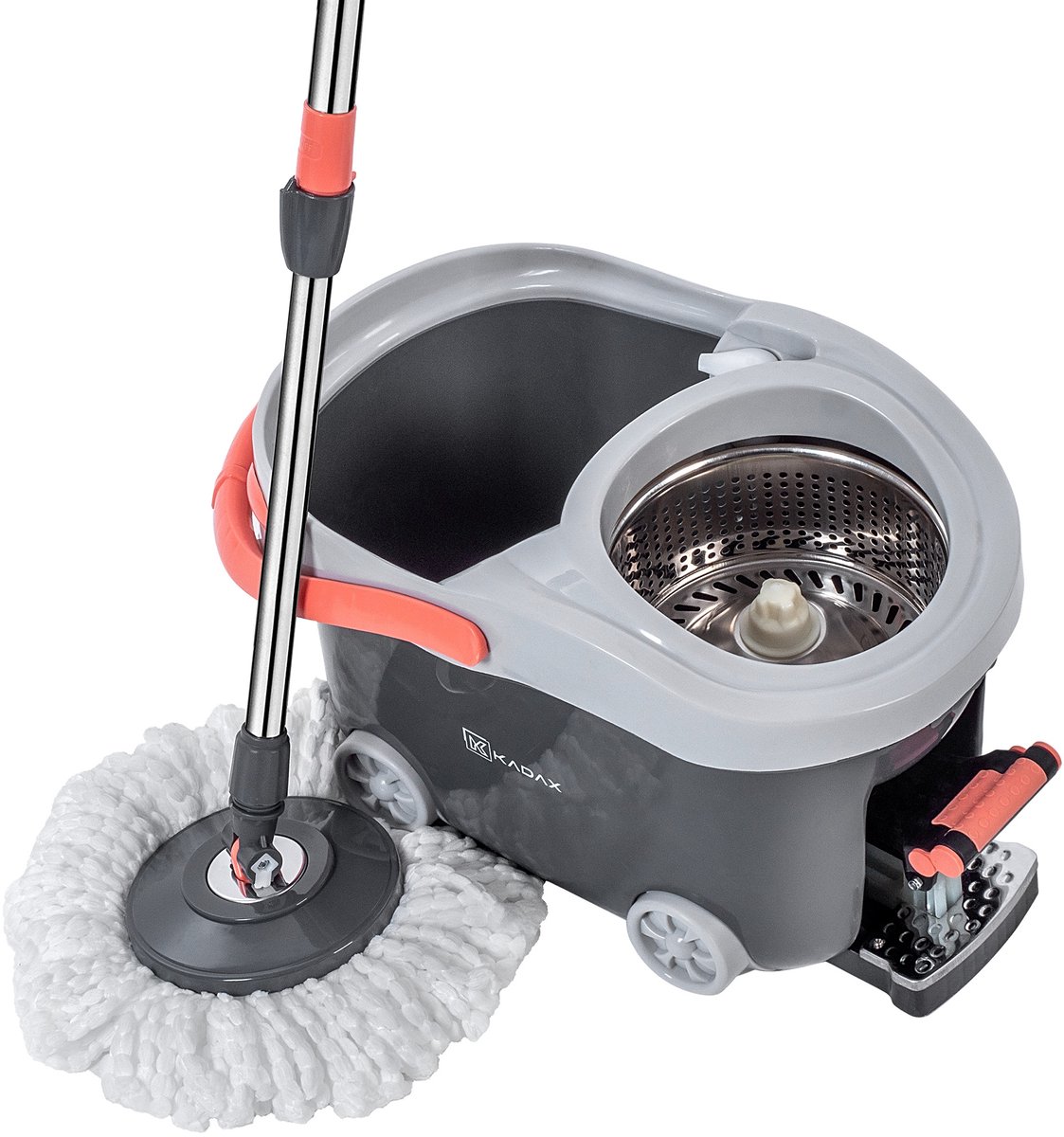 KADAX Roterende Mop met Emmer 12L Roterend met Wringer Ronde Telescoopsteel thumbnail 3