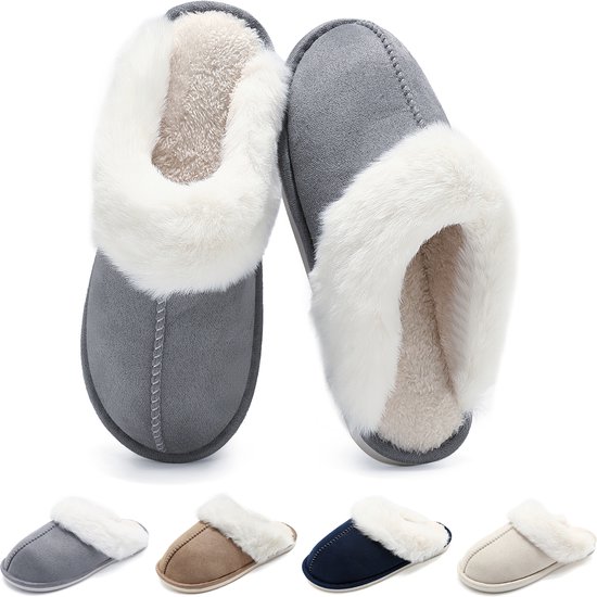 Sloffen Dames Haai/Koe Pantoffels Heren Winter Warm Pluche Antislip Sloffen Outdoor/Indoor Konings blauw EU 41-42 (zool maat 42-43