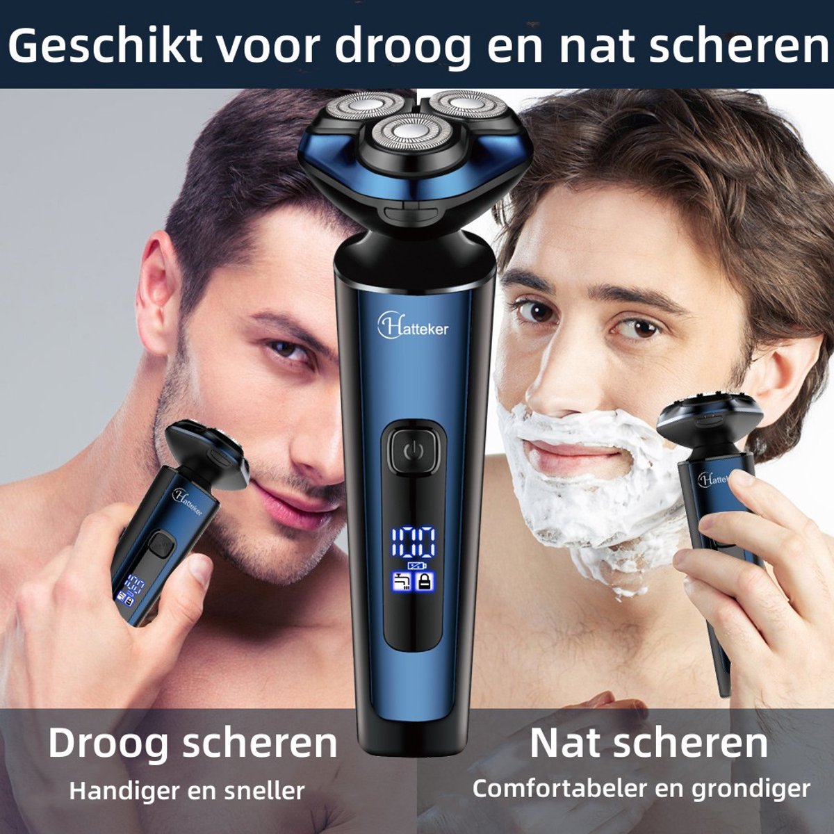 Hatteker 3-in-1 Elektrisch Scheerapparaat met IPX7 - afbeelding 3