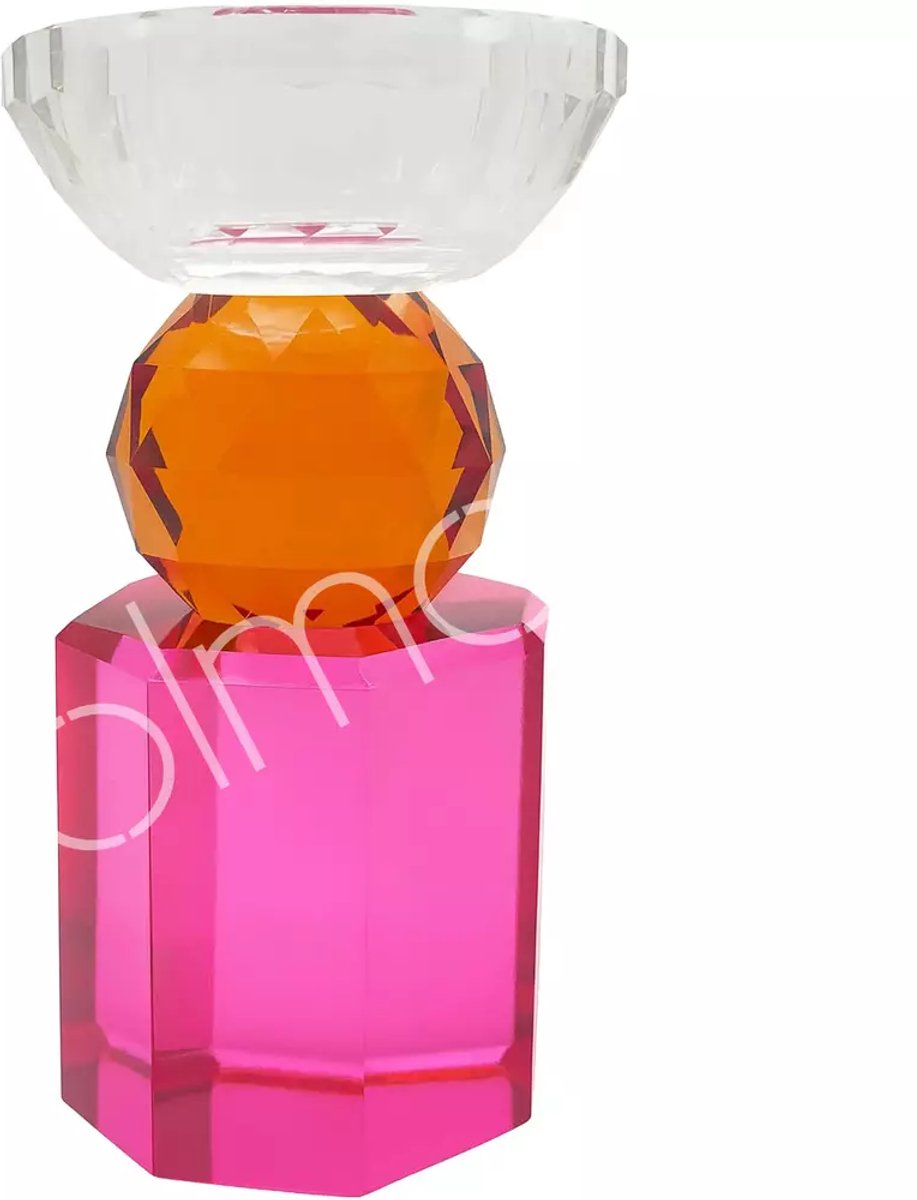 Colmore by Diga living in luxury gekleurde glazen kandelaar Candle holder fuchsia orange crystal glass 8x8x15