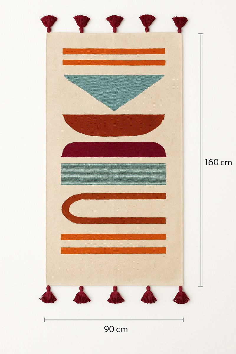 Kelima – Handgemaakt Kelim Vloerkleed – Wol – 90 x 160 cm – met Kleurrijk Geometrisch Design
