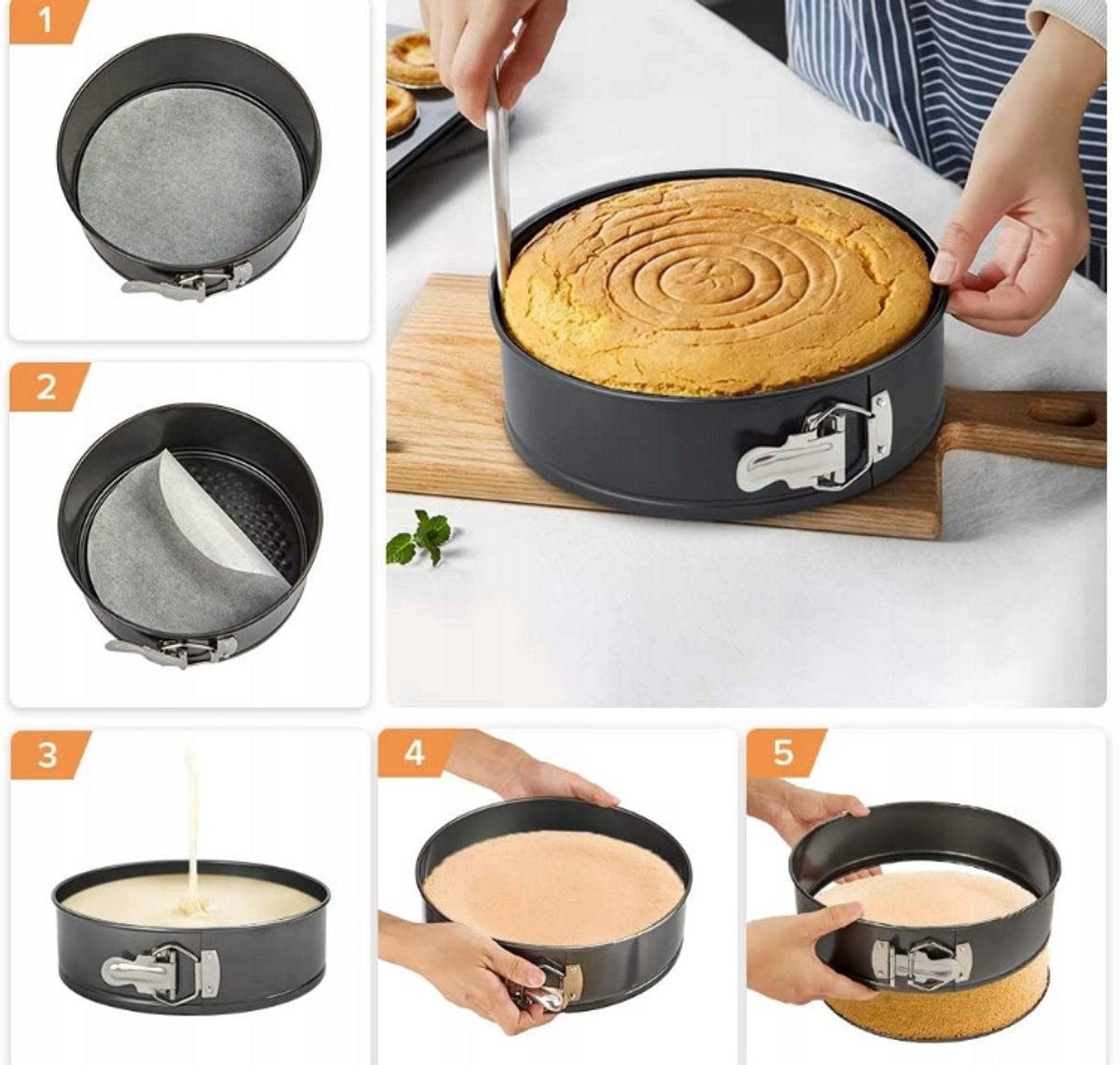 Brunbeste Springvorm 22 cm – Ronde Taartvorm – Antiaanbaklaag – Met Losse Bodem – foto 6