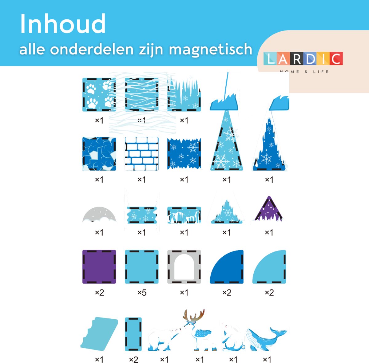 Lardic - Magnetisch Speelgoed Frozen Ice Set - Magnetic Tiles - Bouwspeelgoed - Bouwblokken - Magneten Speelgoed - Magnetische Tegels - Magna - Bouwstenen - Montessori Speelgoed - Mind Educatief Constructie Speelgoed — cadeau in Spellen & Speelgoed - foto 3