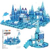 Magnetische bouwtegels met winterthema. Set met 32 stuks met kastelen, dieren en sneeuwvlokken.