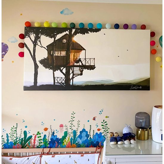 Garland lumineuse LED Harlequin avec télécommande et 16 Ball de Cotton USB - Lanternes - Guirlande lumineuse avec télécommande