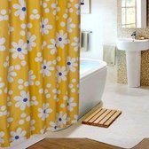 Rideau de douche Sandesen® Jaune avec motif de fleurs anneaux 300x200cm inclus