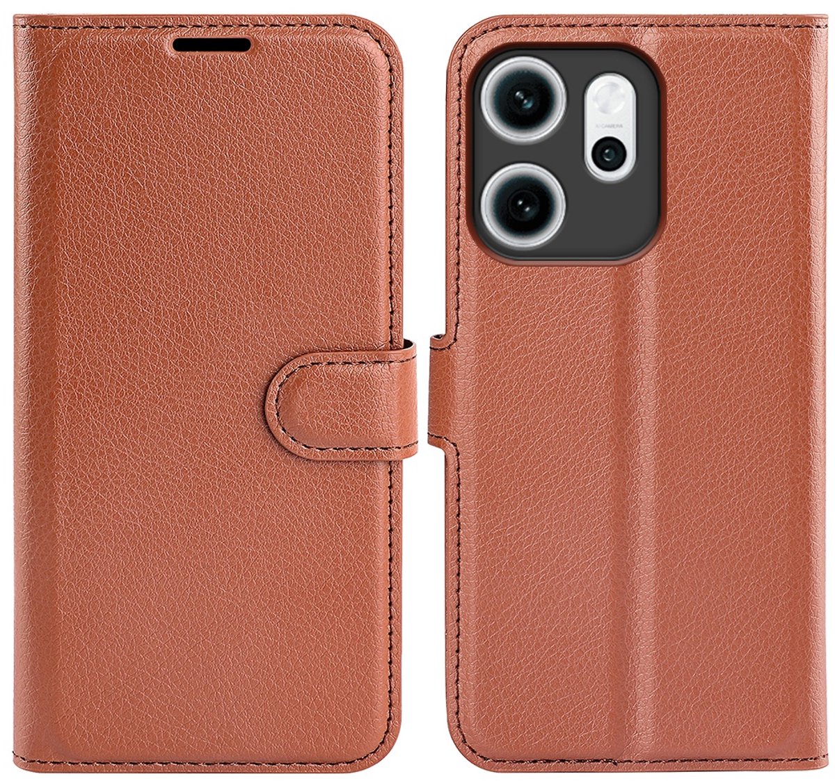 Coverup Hoesje - Geschikt voor OPPO Reno14 F / FS Hoesje - Coverup Book Case - Bruin