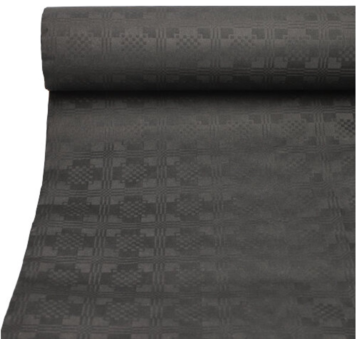 Tafelkleed papier met damastprint 50 m x 1 m zwart