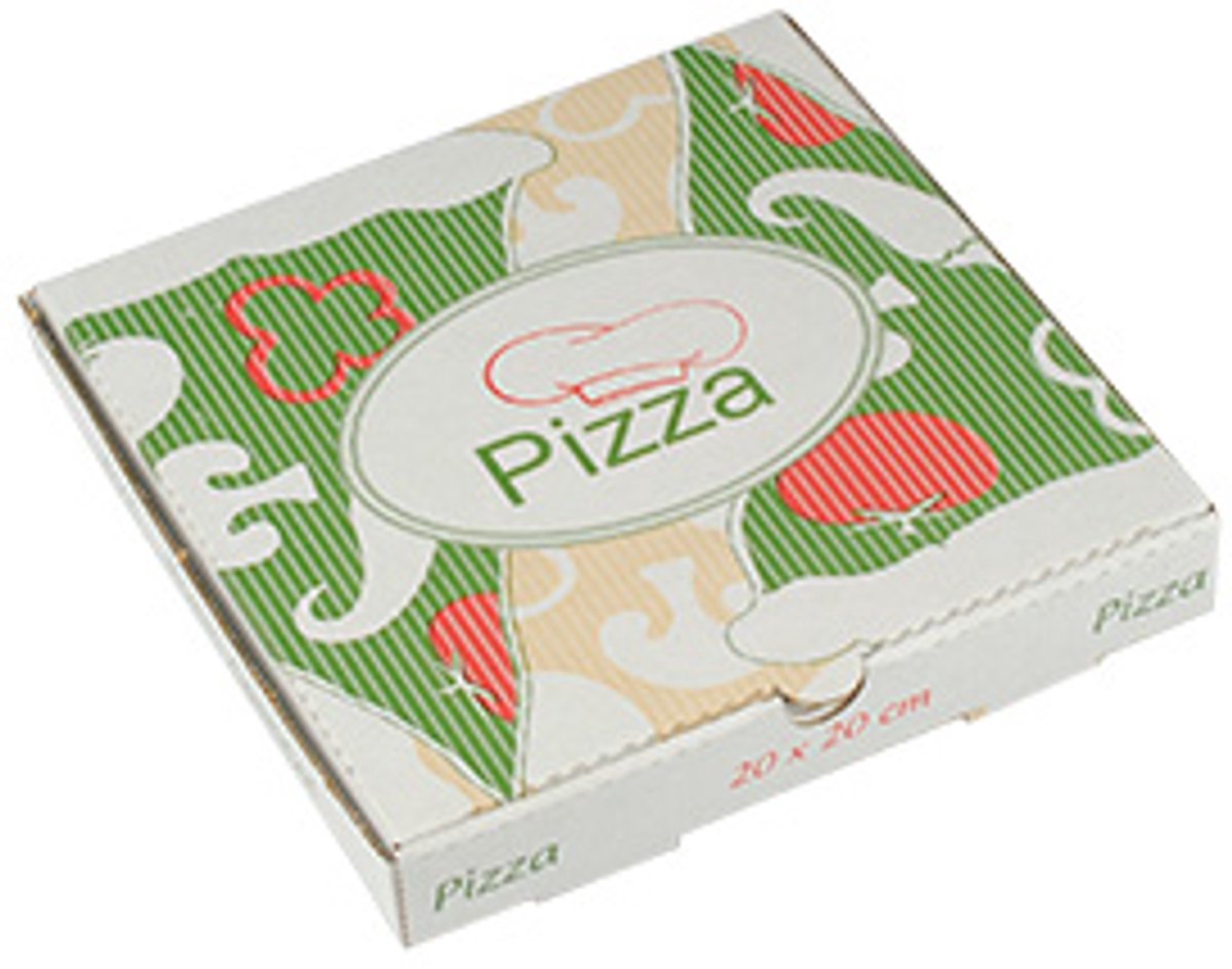 Image of 100 Pizzadozen, Cellulose pure hoekig 20 cm x 20 cm x 3 cm