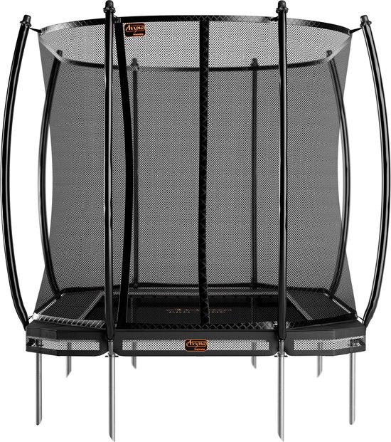 Avyna InGround Trampoline 380x255 cm –Inclusief Veiligheidsnet – Rechthoekig – Zwart – Compact Model – Kwaliteitstrampoline – Ingraaftrampoline
