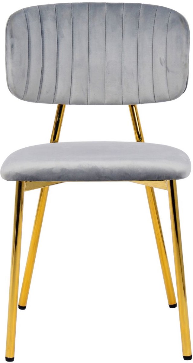 Floraya - Set 2 eetkamerstoelen Giselle - Grijs/Goud - Draagkracht 120KG - retro eetkamerstoelen