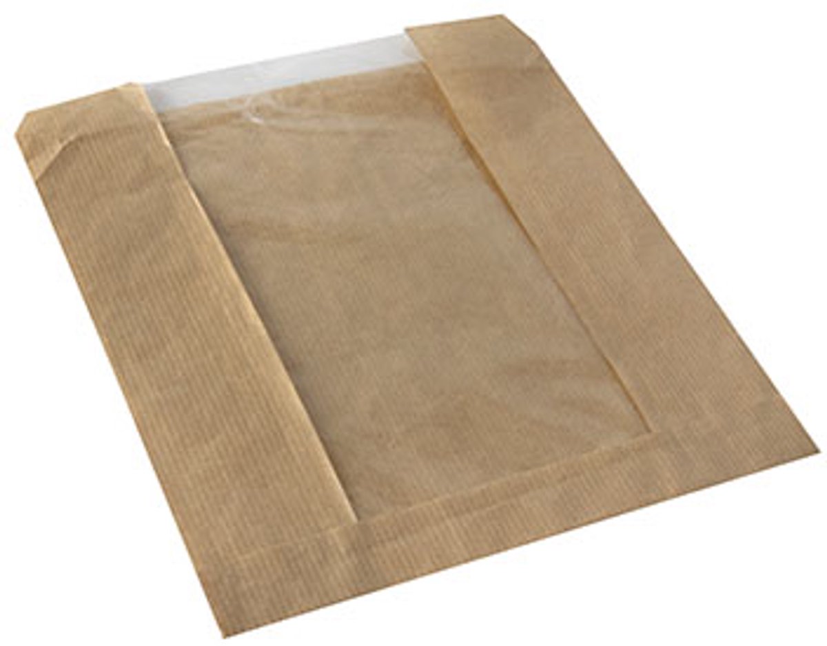 Image of 1000 Broodzakken met PLA venster pure 18 cm x 21,5 cm bruin