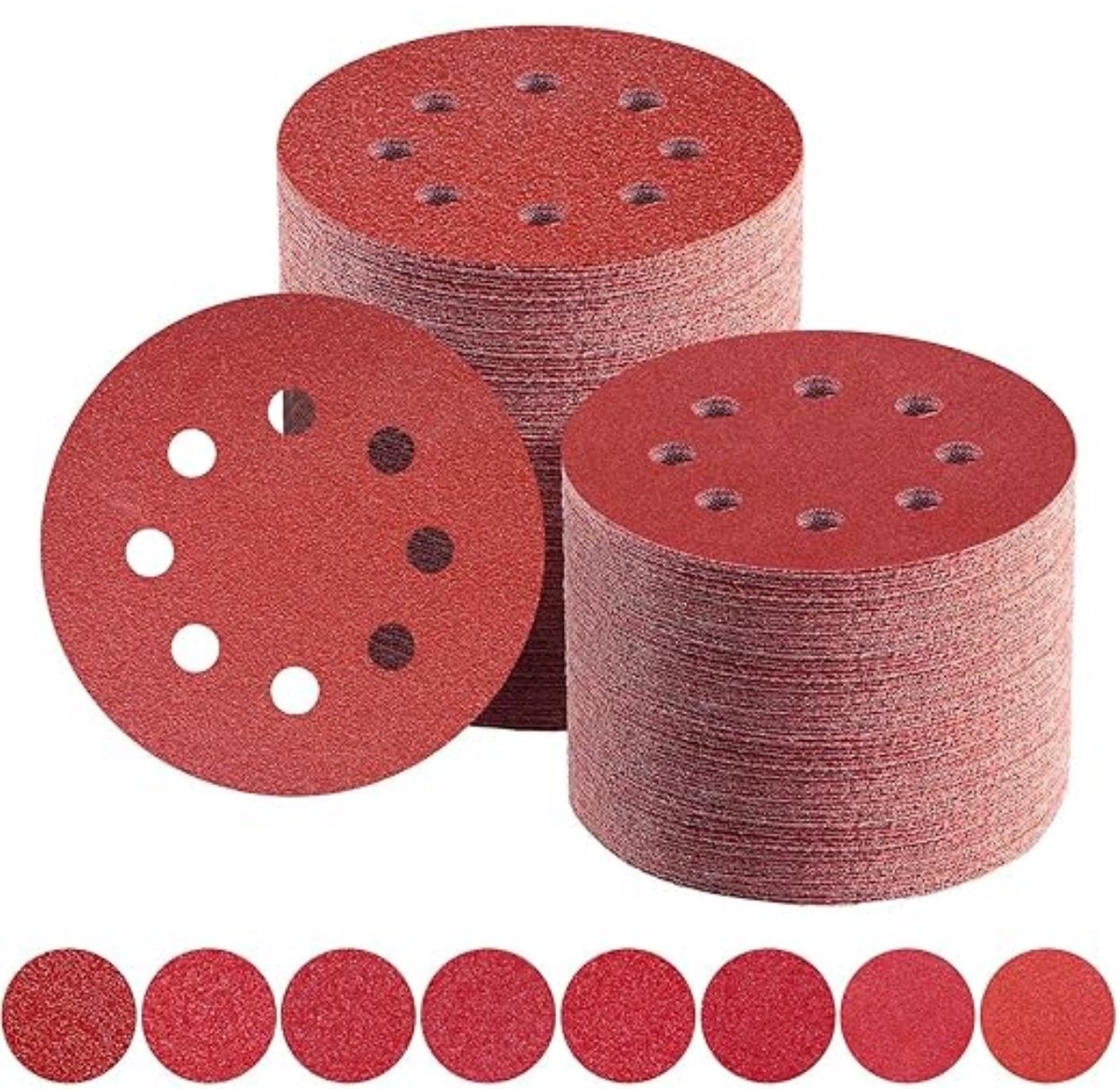 EXCITAT Schuurpapier - Vijf maten - 8 gaten - Voor excenterschuurmachines - 100 vellen