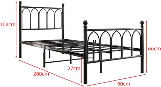 BORPHOM Kingsize bedframe met hoofdeinde, 1,5 m metalen platform