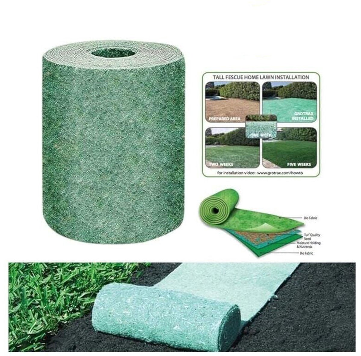 Grashiaumateriaalrol - grassenkweekmat - Grashiaumateriaal bemesting tuin picknick tuinieren gazon plantmat, 3×0,2M
