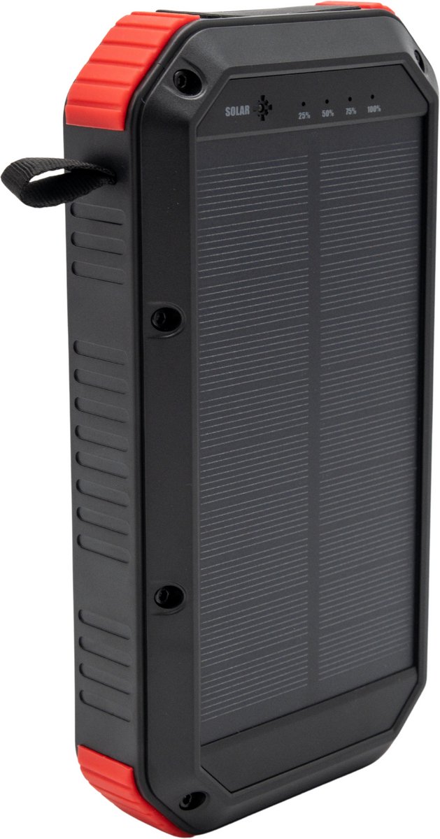 PH Goods® - TIJDELIJKE ACTIEPRIJS - Solar Powerbank 30.000 mAh - 6 Oplaadpoorten + Qi Draadloze Lader - Snellader - 4 x USB-A + USB-C + Micro USB - Wireless Solar Charger - Water- en Stofdicht - Stootvast