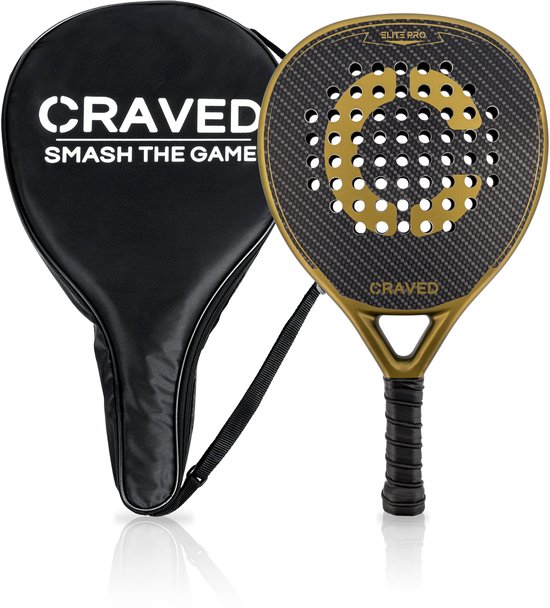 Craved Padel Racket Elite Pro - Inclusief padeltas - Carbon - Goud/Zwart