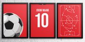 Affiche de Voetbal Almere - Personnalisée avec votre naam - 3 Luik - Affiche maillot de Voetbal - Collection Close-Up - Format 30 x 40 cm - Un cadeau de football unique