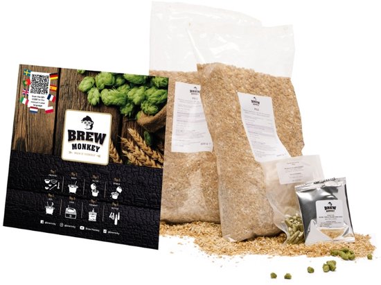Brew Monkey Basis Blond - Bierbrouwpakket - Zelf Bier Brouwen Bierpakket - Gadgets Mannen - Vaderdagcadeau - Verjaardagscadeau voor Mannen - Origineel bier Cadeau - Verjaardag cadeau