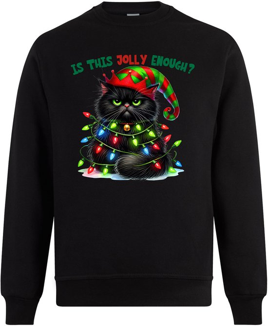 Est-ce que c'est assez Jolly ? Pull de Noël - Femme Homme - Chat - Unisexe - Cadeau de Noël - Drôle - Pull de Noël moche - Taille L