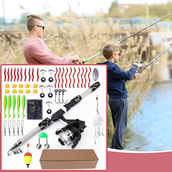 visspel voor kinderen - Beginnersvisbenodigdheden, Vishengelset Compleet, Beginnersvisset - voor jongens en meisjes, Kamperen, Wandelen, Reizen of Picknicks, Park Achtertuin Familie School Zoetwater Zoutwater - Cyslmuk® van Merkloos — afbeelding 4