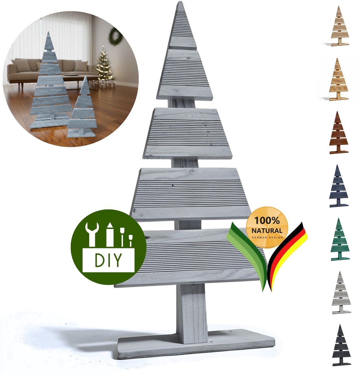 be4nature Kerstboom Hout Hoogte 60 cm Voetbreedte 27 cm Alternatief Kerstboom Decoratie Houten Kerstbomen Kleine DIY Houten Kerstboom Kerstmis Boom Silver
