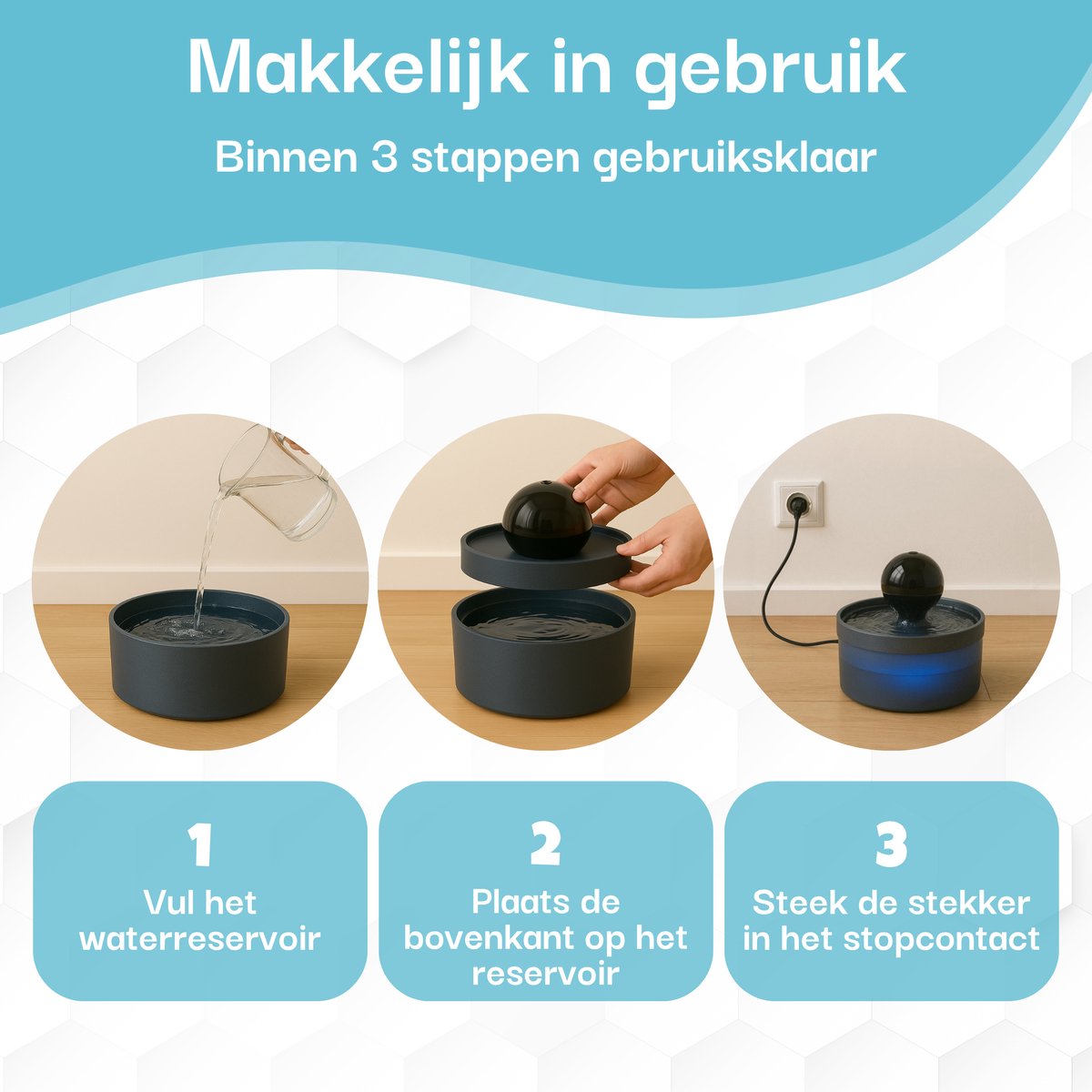 Noéya Drinkfontein Kat - Stil stromend water, energiezuinig