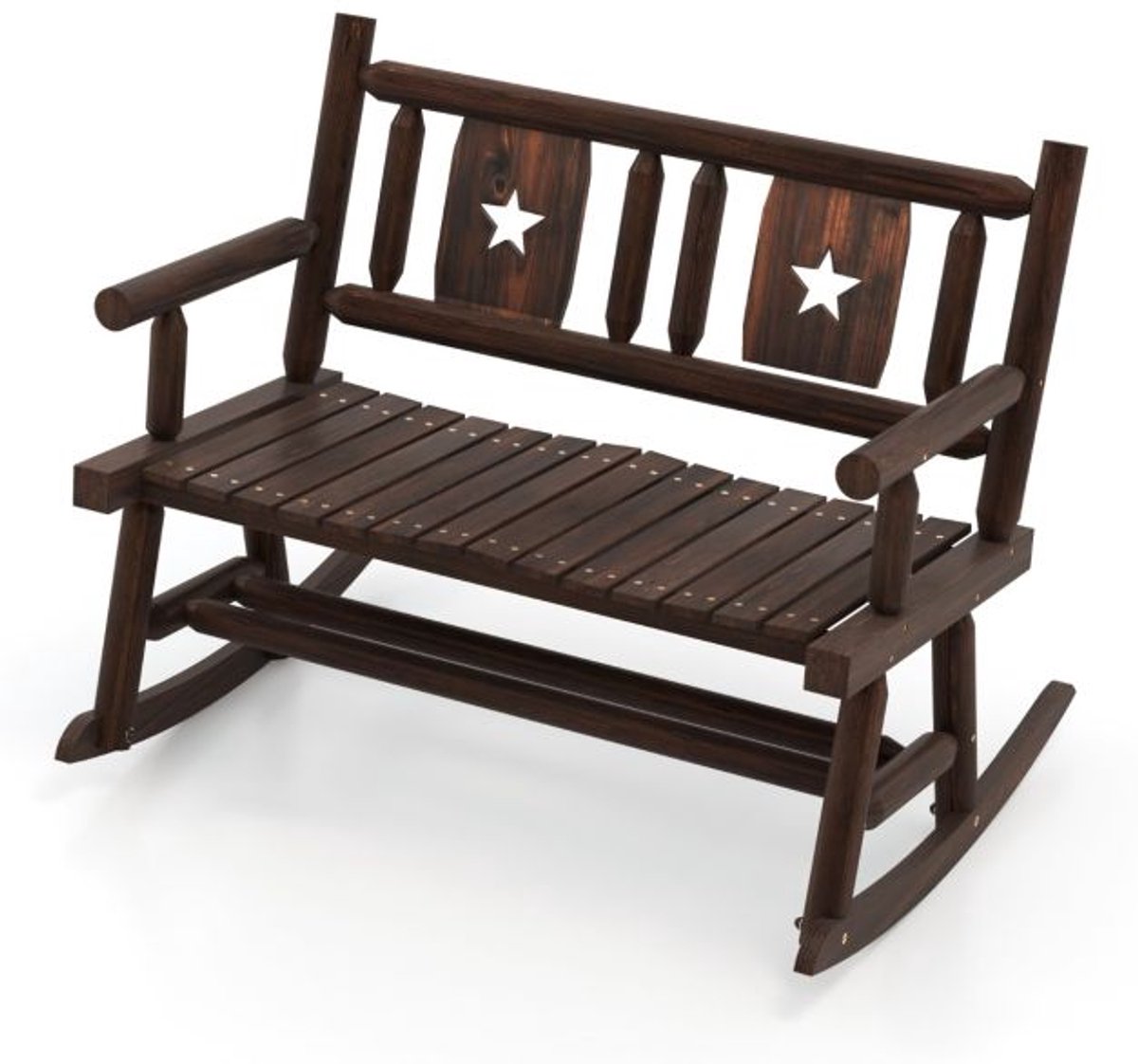 SureDeal® - Schommelbank 2-Zits - 111x85x89 cm - Gecarboniseerd Dennenhout - Rustiek Bruin - Terras & Tuin