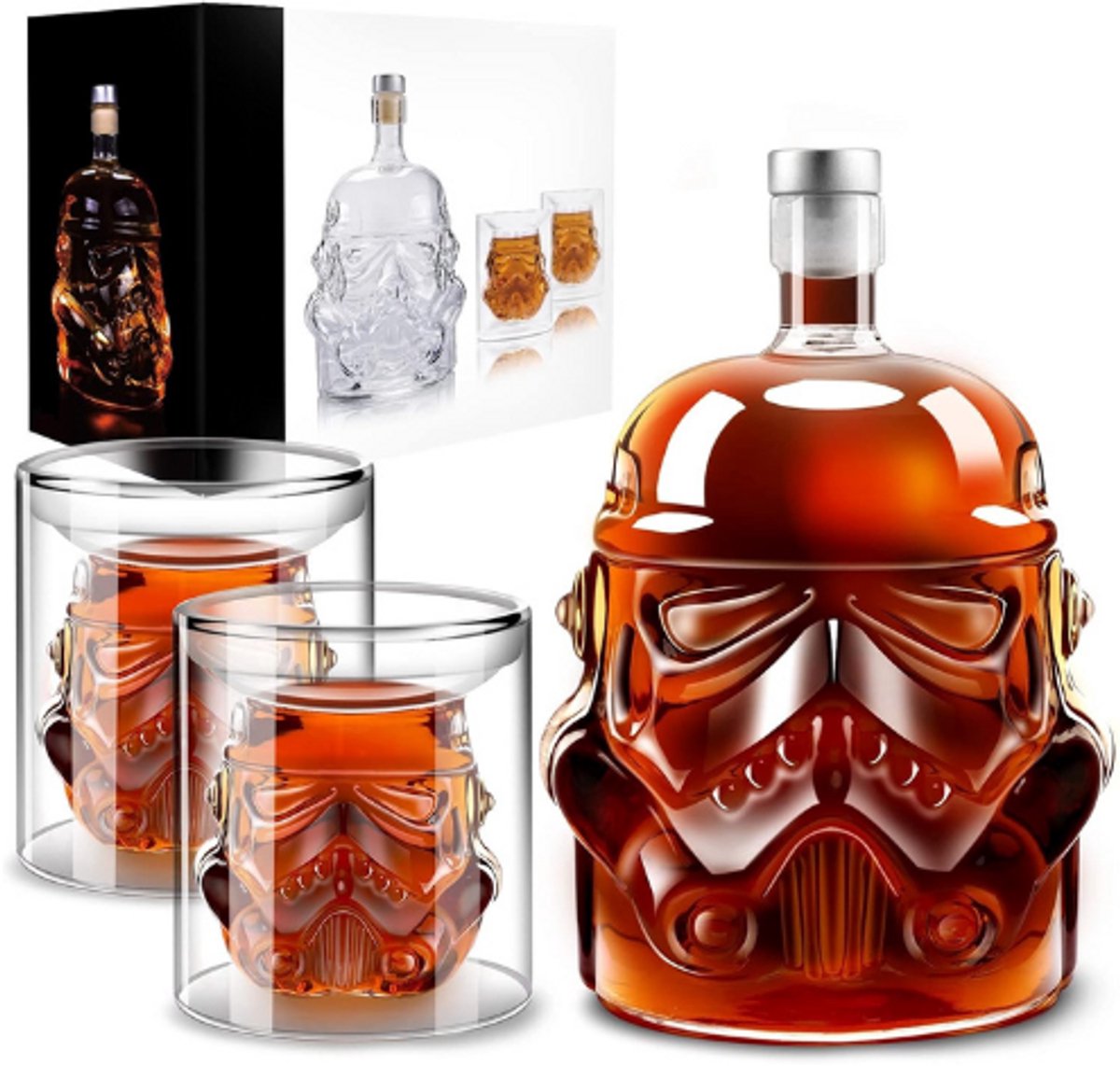 Transparante Creatieve Whisky Karaf Set - Inclusief 2 Glazen 150ml - Whisky Karaf Voor Brandy Scotch Vodka - Perfect Geschenk Voor Vader Echtgenoot Vriend