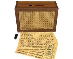 CNK- Houten Spaarpot met Aftelmethode – Spaardoos voor Volwassenen – Motiverende Money Box voor Spaardoelen (€500-€10.000) – Stimuleert Spaargewoonte - €500 - €1000 - €2000 - €3000 - €5000 - €10000