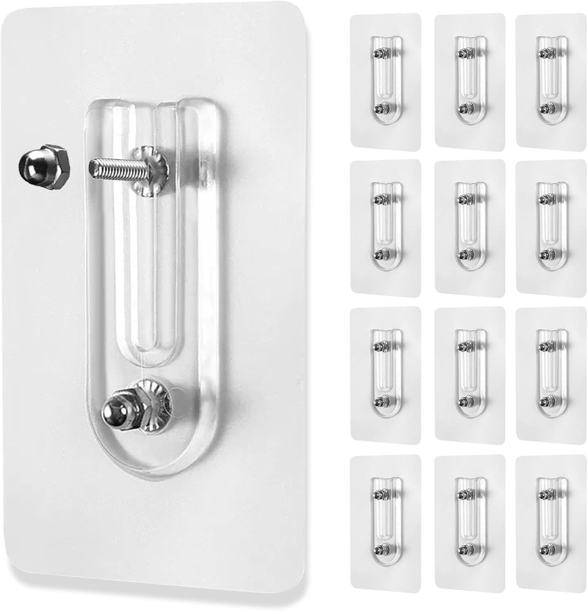 12 stuks zelfklevende verstelbare haken met dubbele moer, verwijderbare kleefschroeven, haken, geschikt voor het ophangen van foto's, schilderijen, muurschilderingen, klokken, enz. (6 mm + 10 mm) - Cyslmuk®