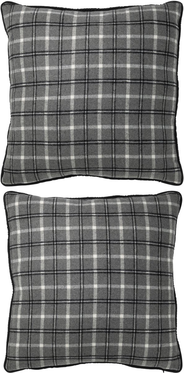 J-Line kussen Tekst - polyester - grijs - 2 stuks
