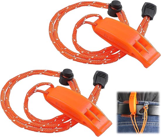 Whistles with Reflective Lanyard, 2 Pcs Emergency Whistle, Survival Whistle Loud, Safety Survival Whistle for Outdoor, Hiking, Mountaineering, Boating and Signaling