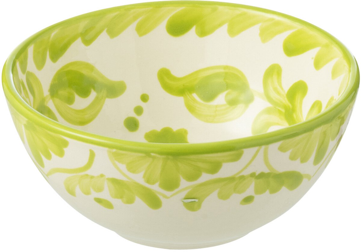 J-Line kom Granada High - keramiek - wit/groen - small - Ø 14 cm