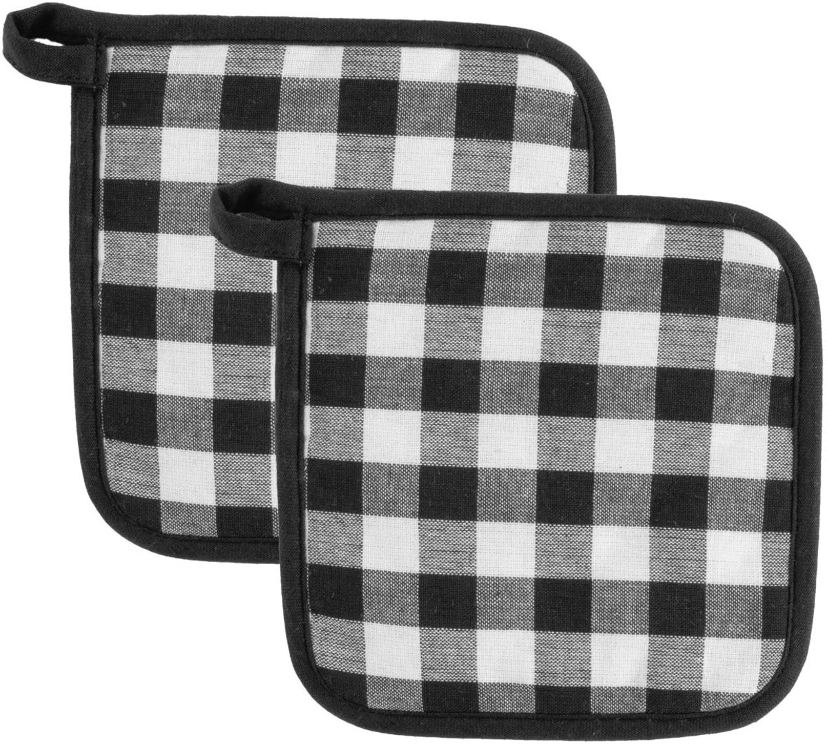 Tiseco Gingham Pannenlap - 2 Stuks - 20 x 20cm - Zwart