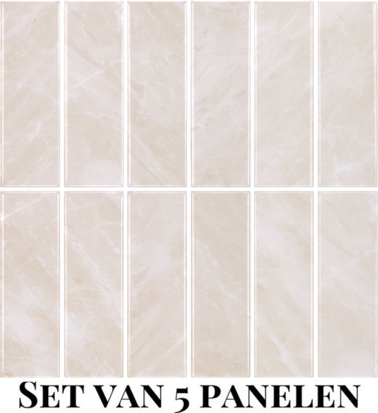 Panneaux muraux Wallways - Dalles adhésives - Set de 5 carrelages - Sticker carrelage - carrelages autocollantes - 30 x 30 cm - Imperméable - Résistant aux rayures - Résistant à la chaleur - Couche adhésive 3M - 2 mm d'épaisseur - Beige du Caire