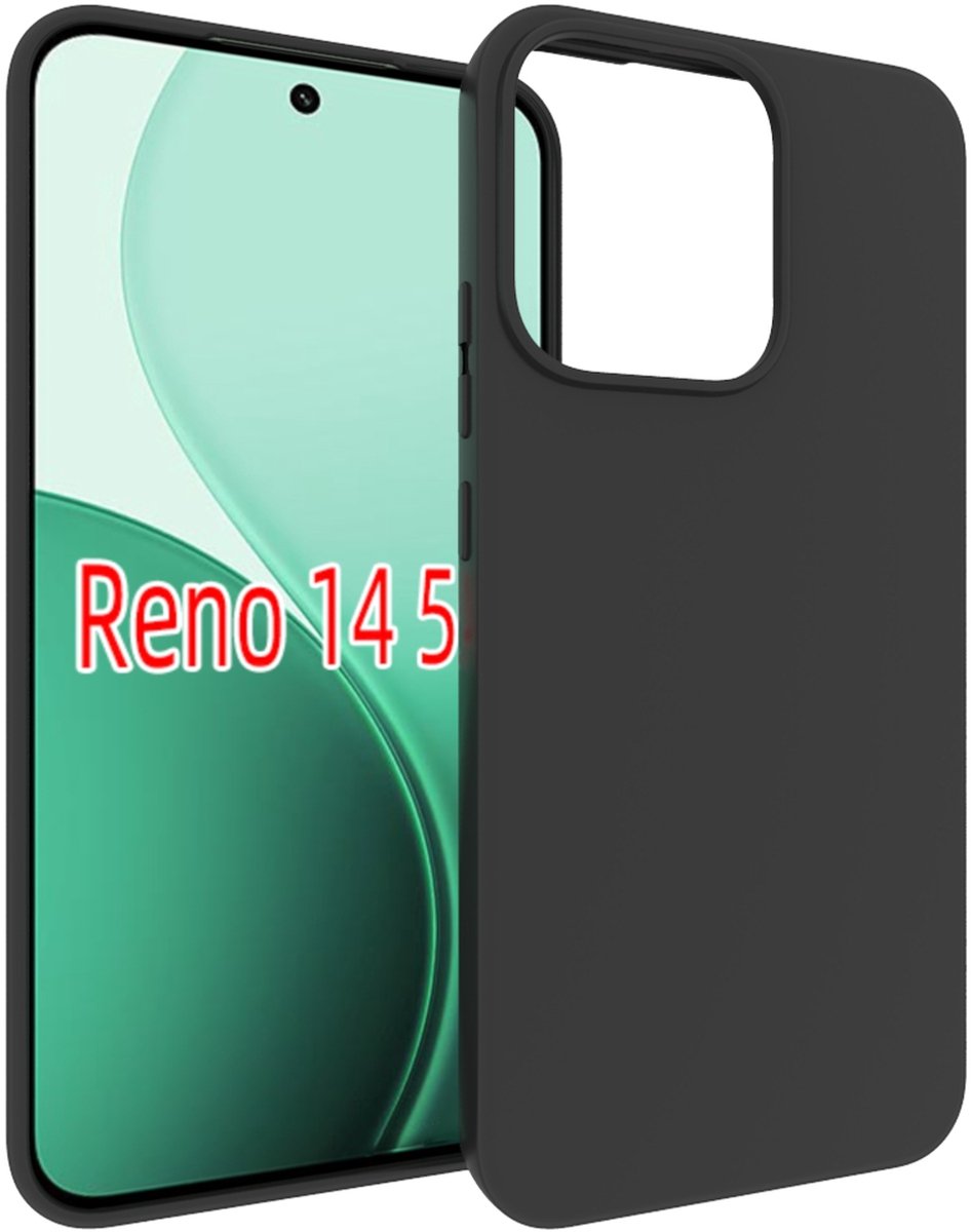MobyDefend Hoesje - Geschikt voor Oppo Reno14 - TPU Backcover - Mat Zwart