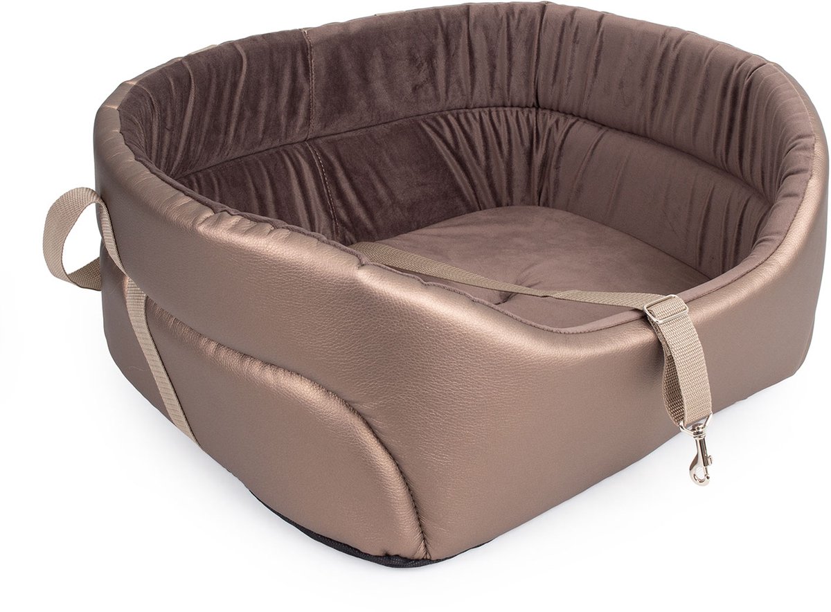 AUTOSTOEL VOOR HOND TRANSPORTER BRUIN METALLIC R.2