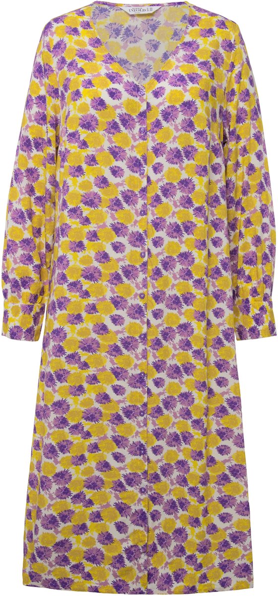 Studio Untold - Dames - Maxi-jurk A-lijn all-over print V-hals knoopsluiting - Lavendel - Maat 46+