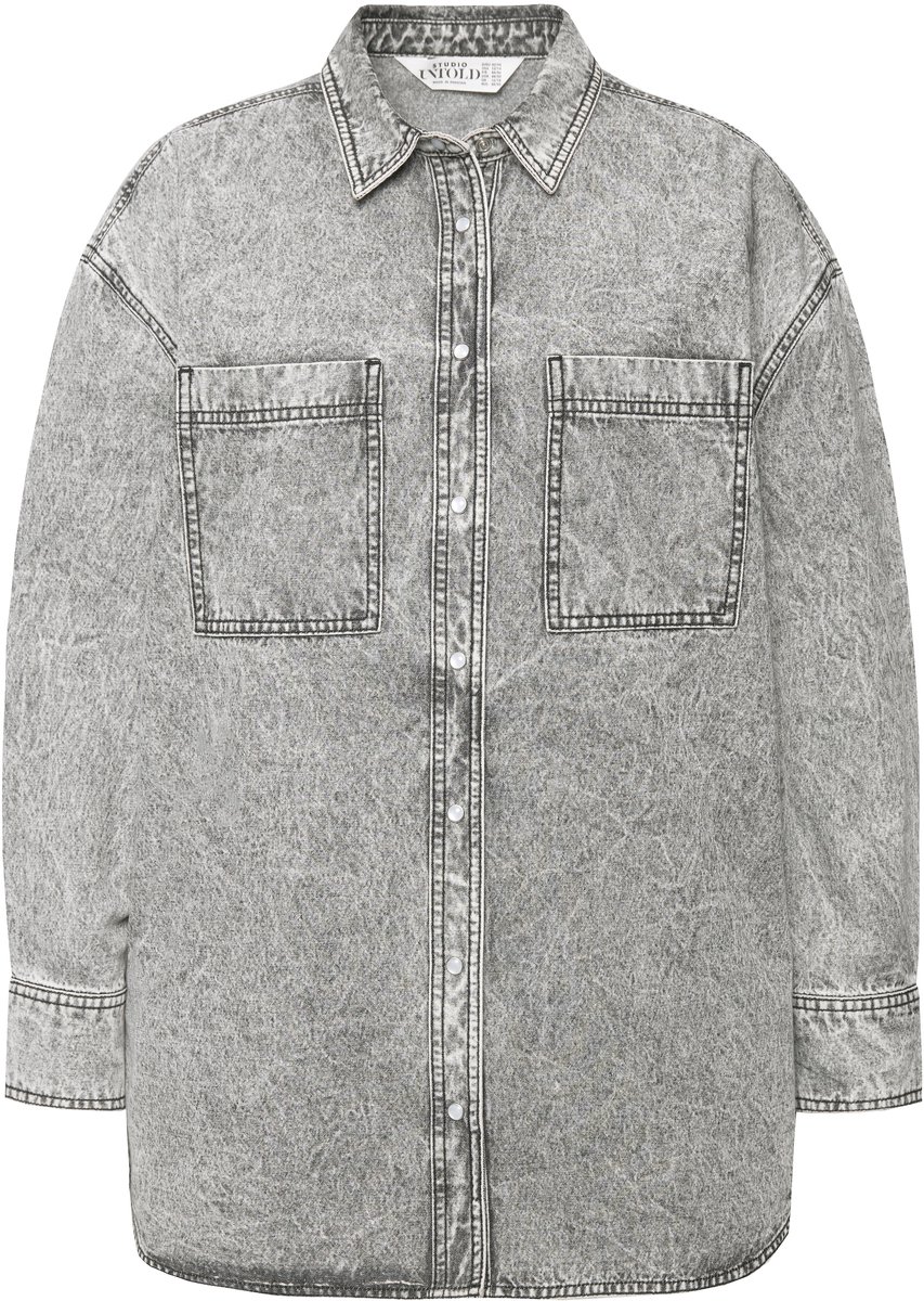 Studio Untold - Dames - Denim overhemd oversized vintage look unisex - Grijs denim - Maat M